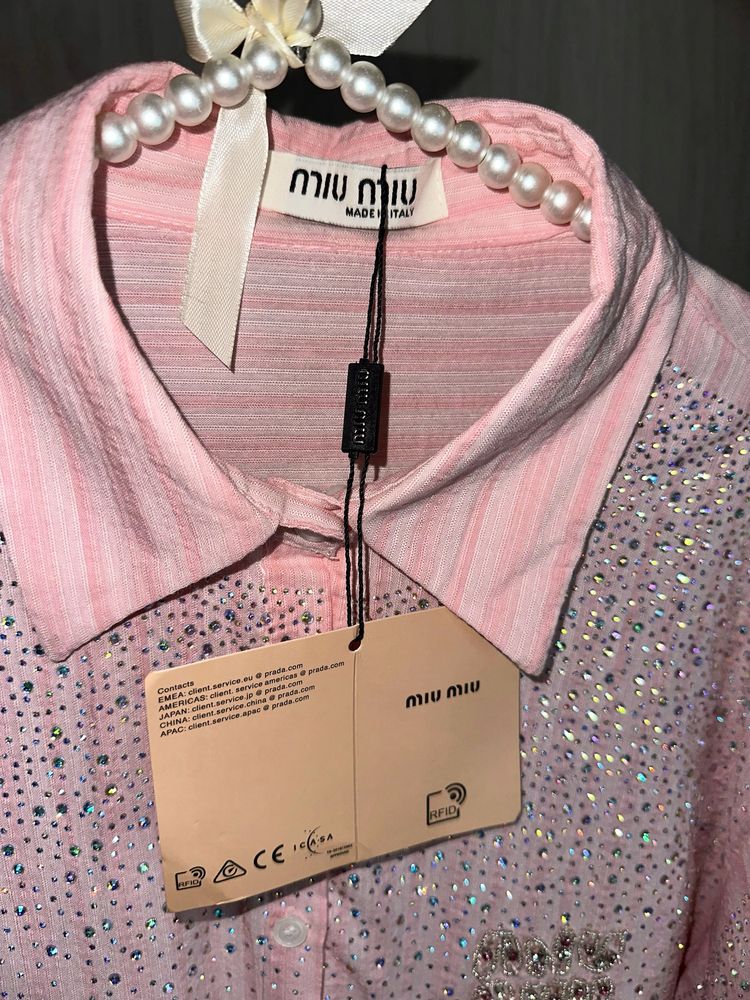 Сорочка miu miu з камінцями