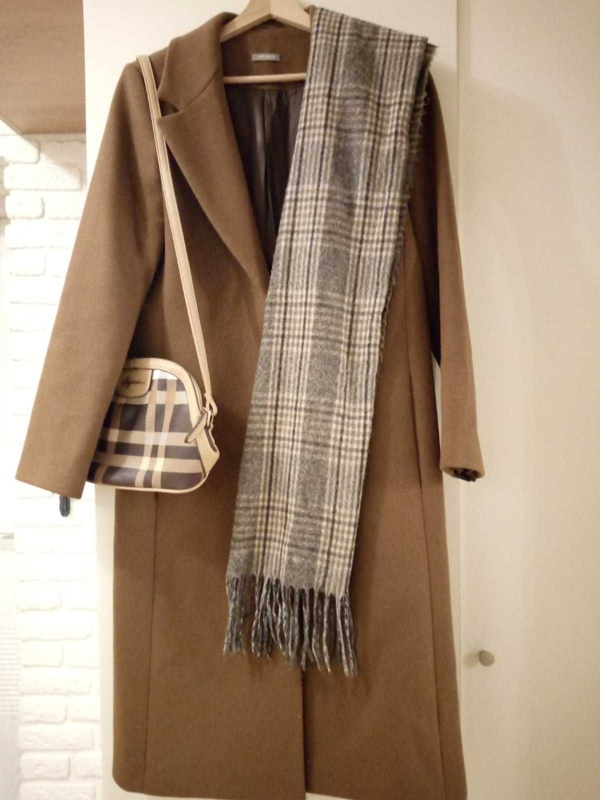 Пальто жіноче кашемір, коричневе, s-m, ідеал
