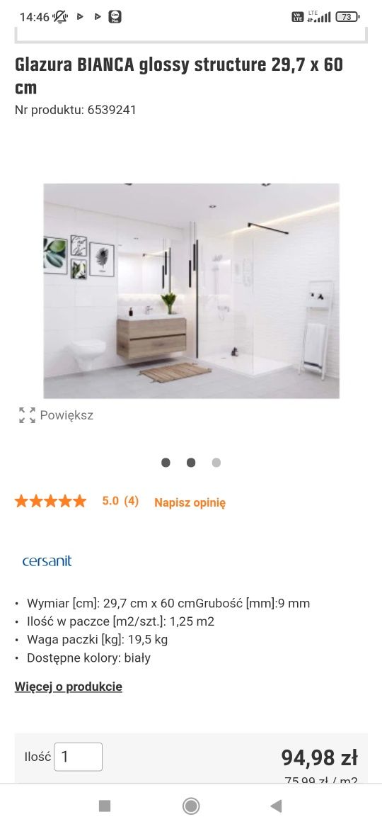 Płytki bianca glossy structures NOWE