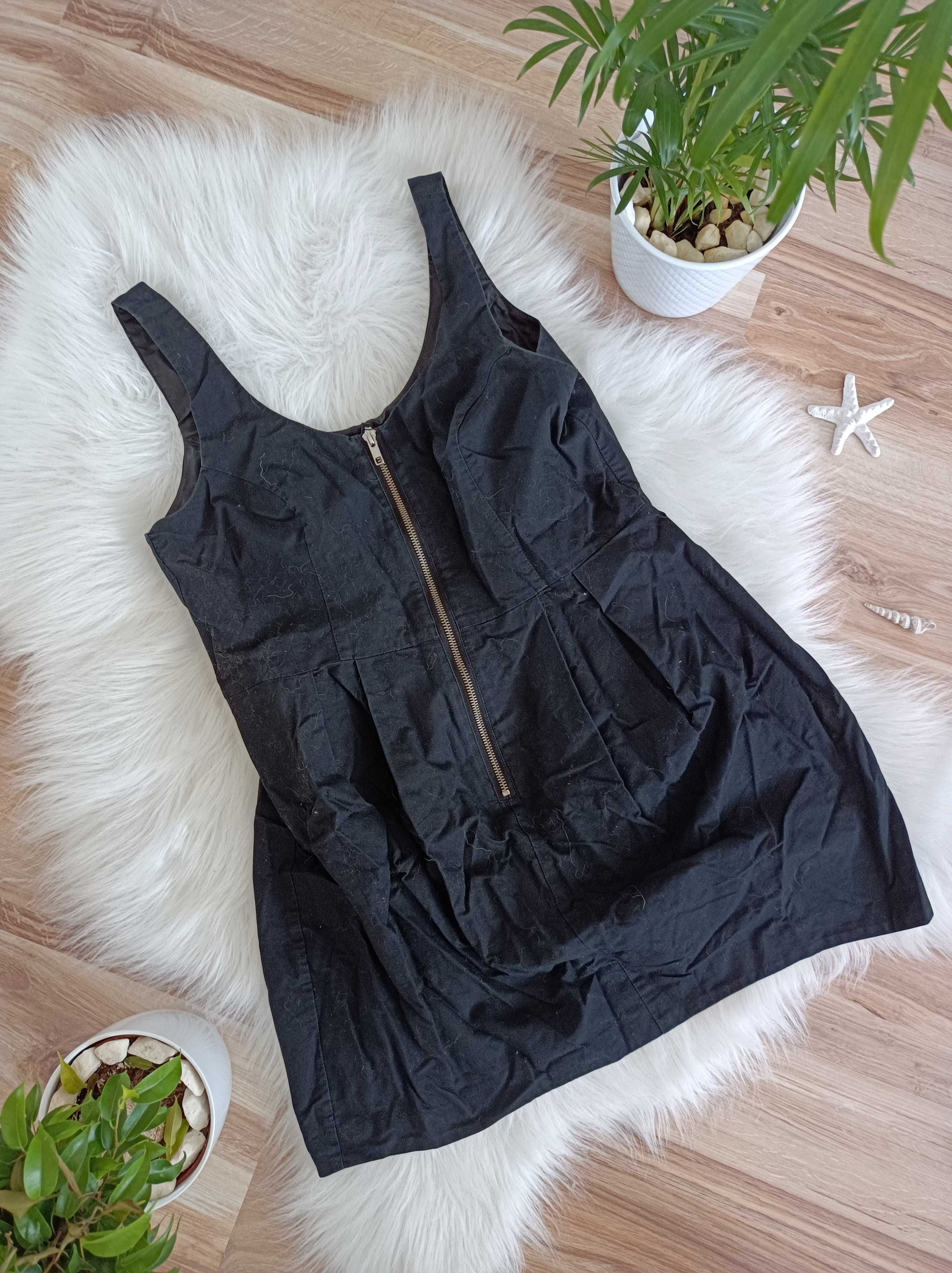 Sukienka czarna H&M z zamkiem suwakiem krótka mini 38/40