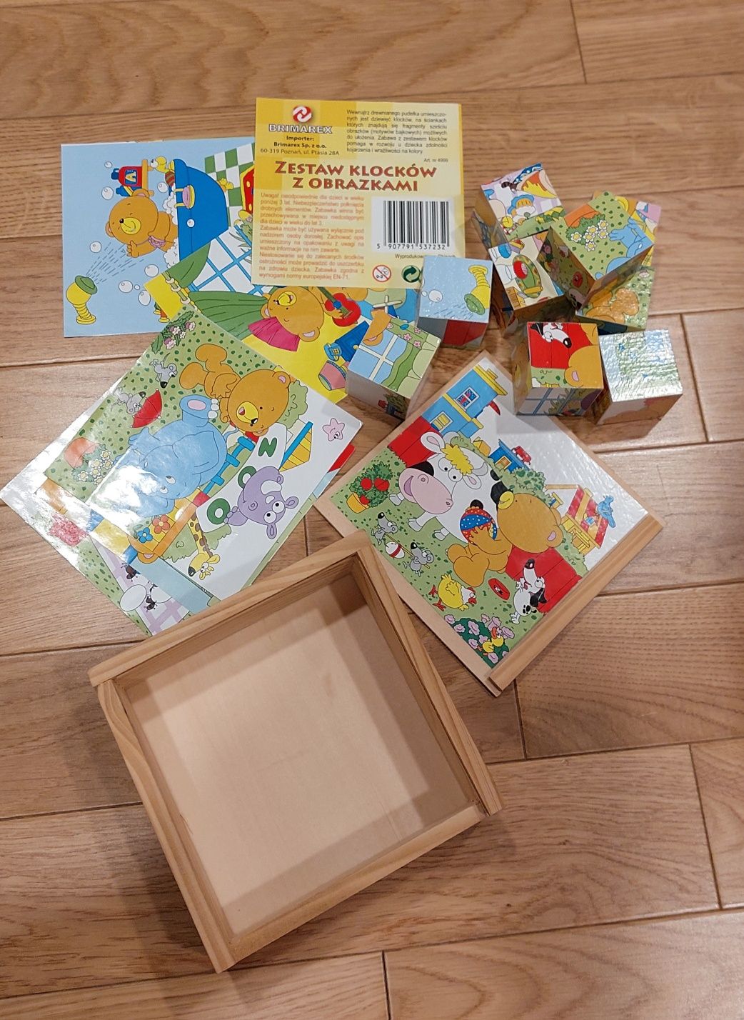 Edukacyjne klocki drewniane puzzle do układania używane