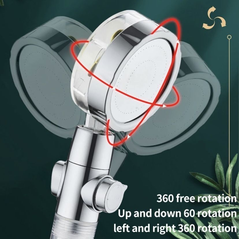 Oszczędna słuchawka prysznicowa 360 stopni z filtrem i wiatraczkiem