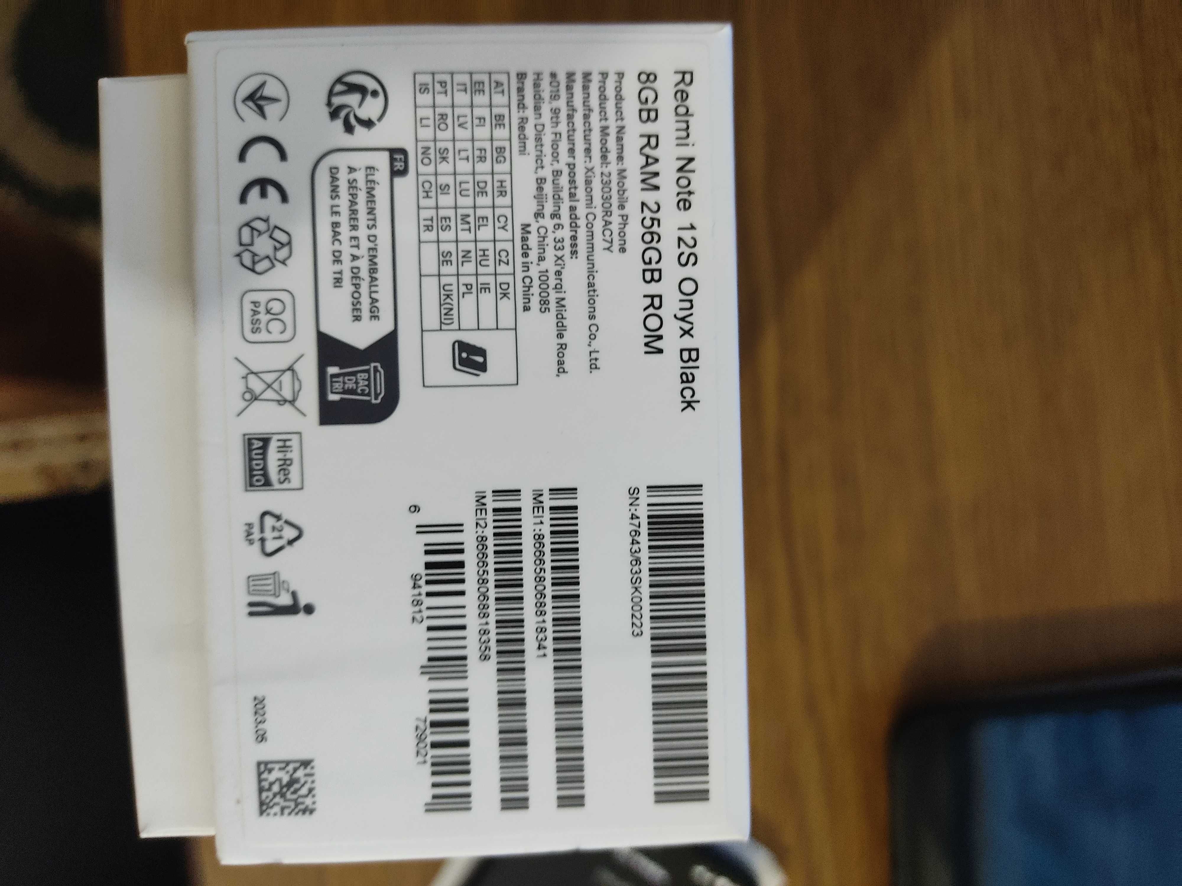 Xiaomi Redmi Note 12 S . Ram 8+4 Rom 256