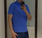 (М-L) Футболка поло POLO RALPH LAUREN PRL голубая хлопковая хлопок