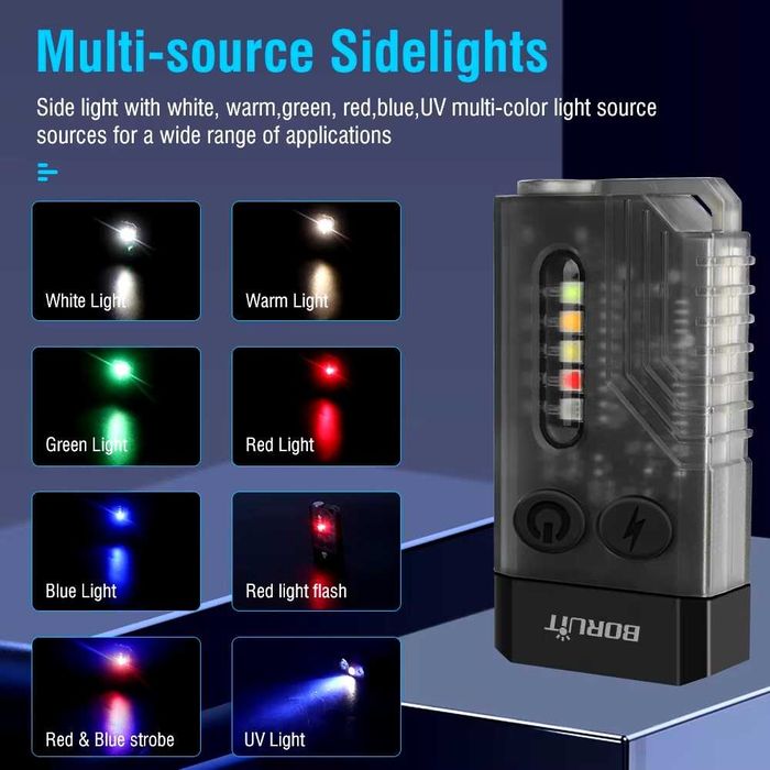 NOWA Latarka LED BORUIT V10 EDC USB-C Akumulatorowa Magnes UV 1000lm