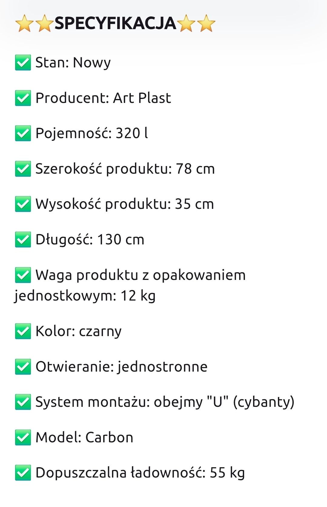 Box dachowy, bagaznik 320L