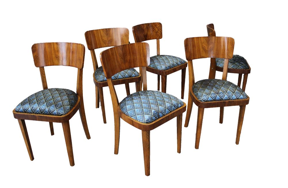 Sygnowane krzesła PRL / art - deco / vintage / po renowacji / 6 sztuk
