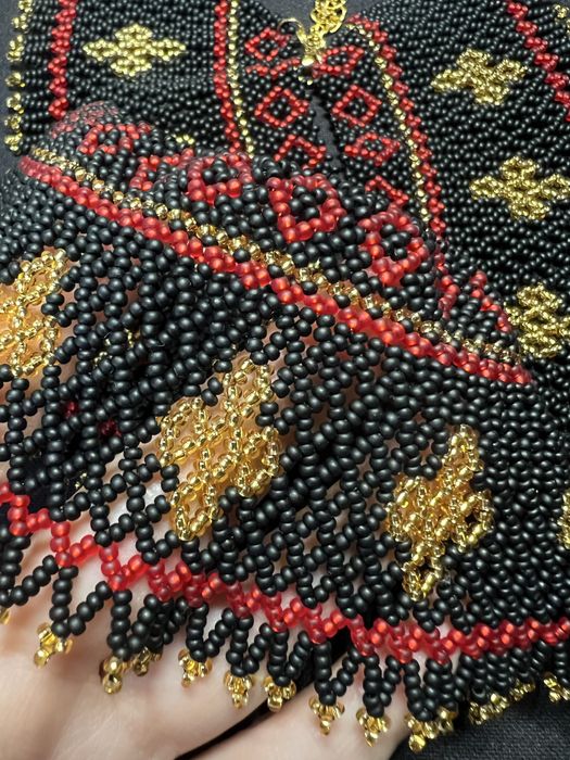 Naszyjnik Łemkowska krzywulka / kolia folkowa rękodzieło / retro