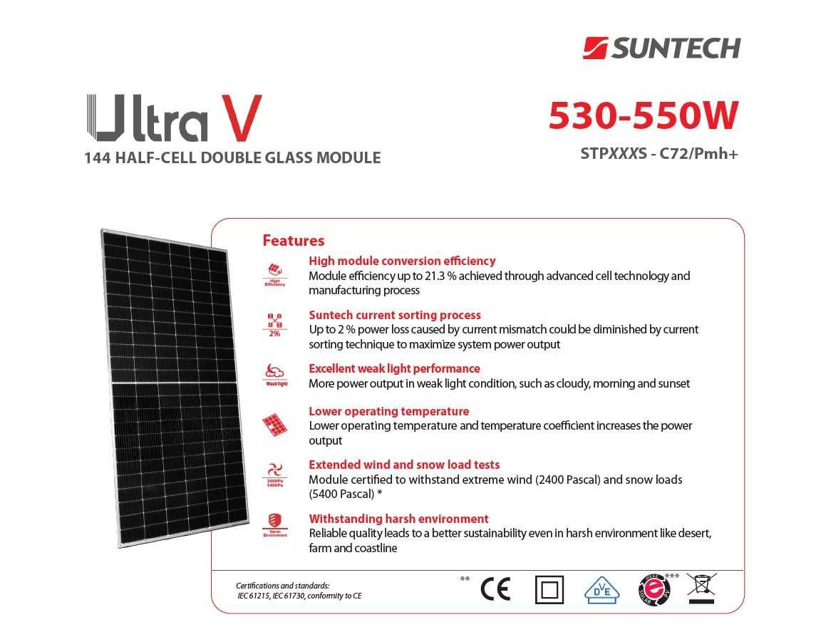 Panele fotowoltaiczne Suntech Ultra V 535W