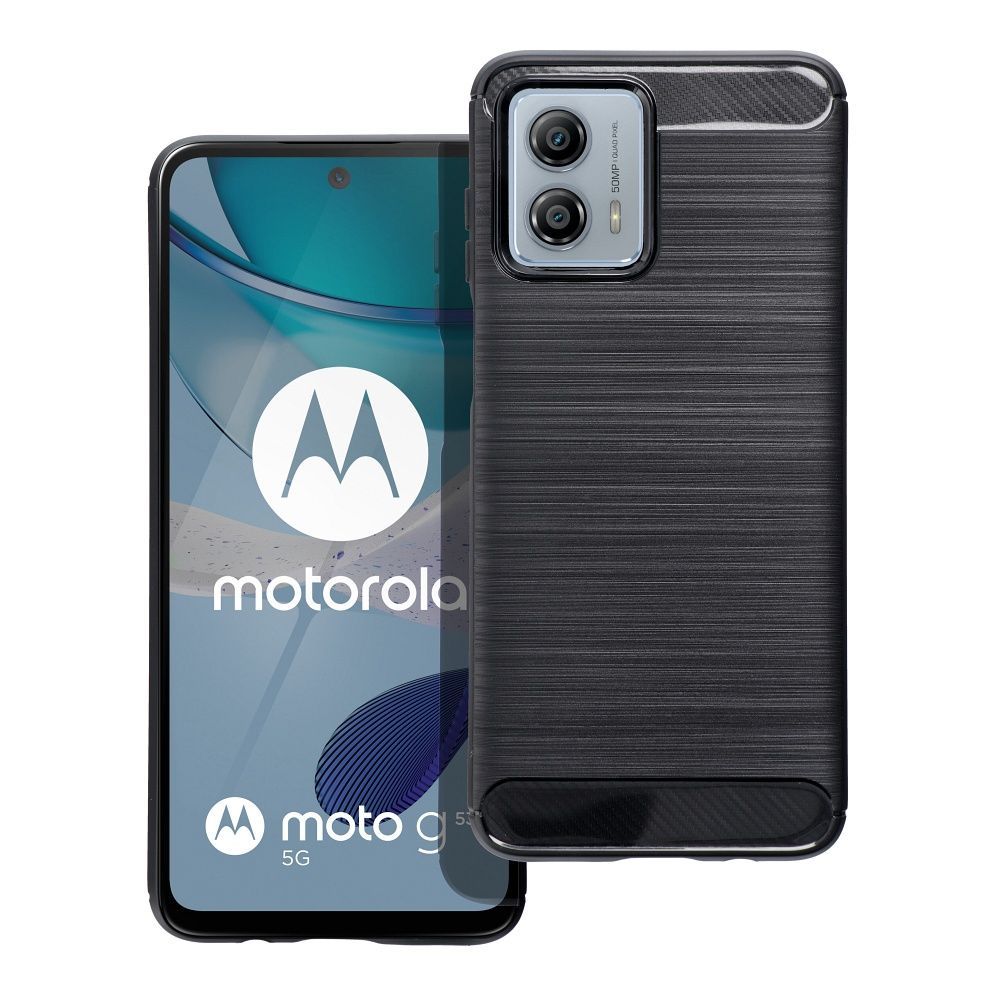 Etui Case Plecki Carbon Do Motorola G53 / G13 Czarny + Szkło 9H