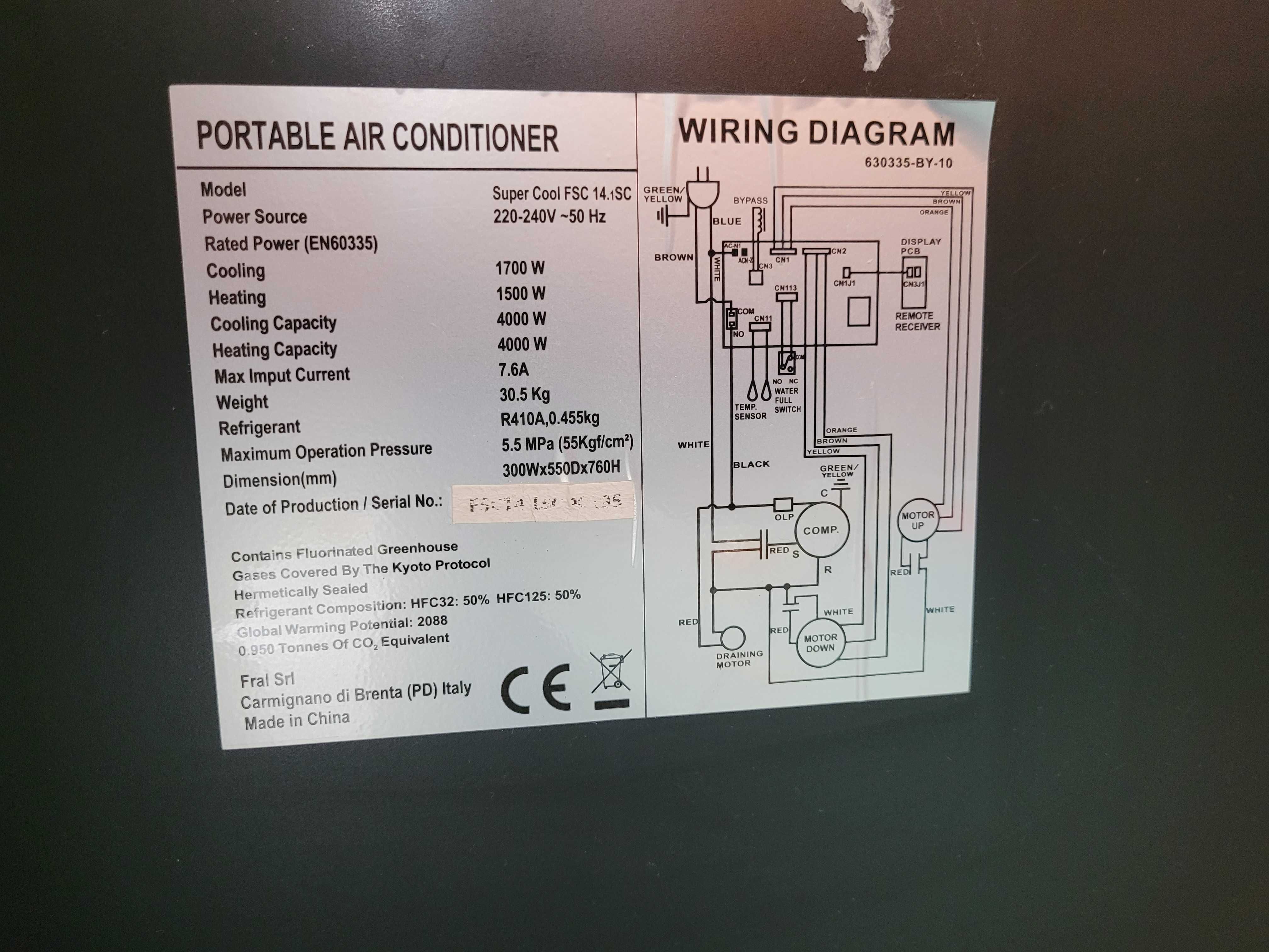 Klimatyzator mobilny Fral Super Cool FSC 14.1 4kW 14000BTU