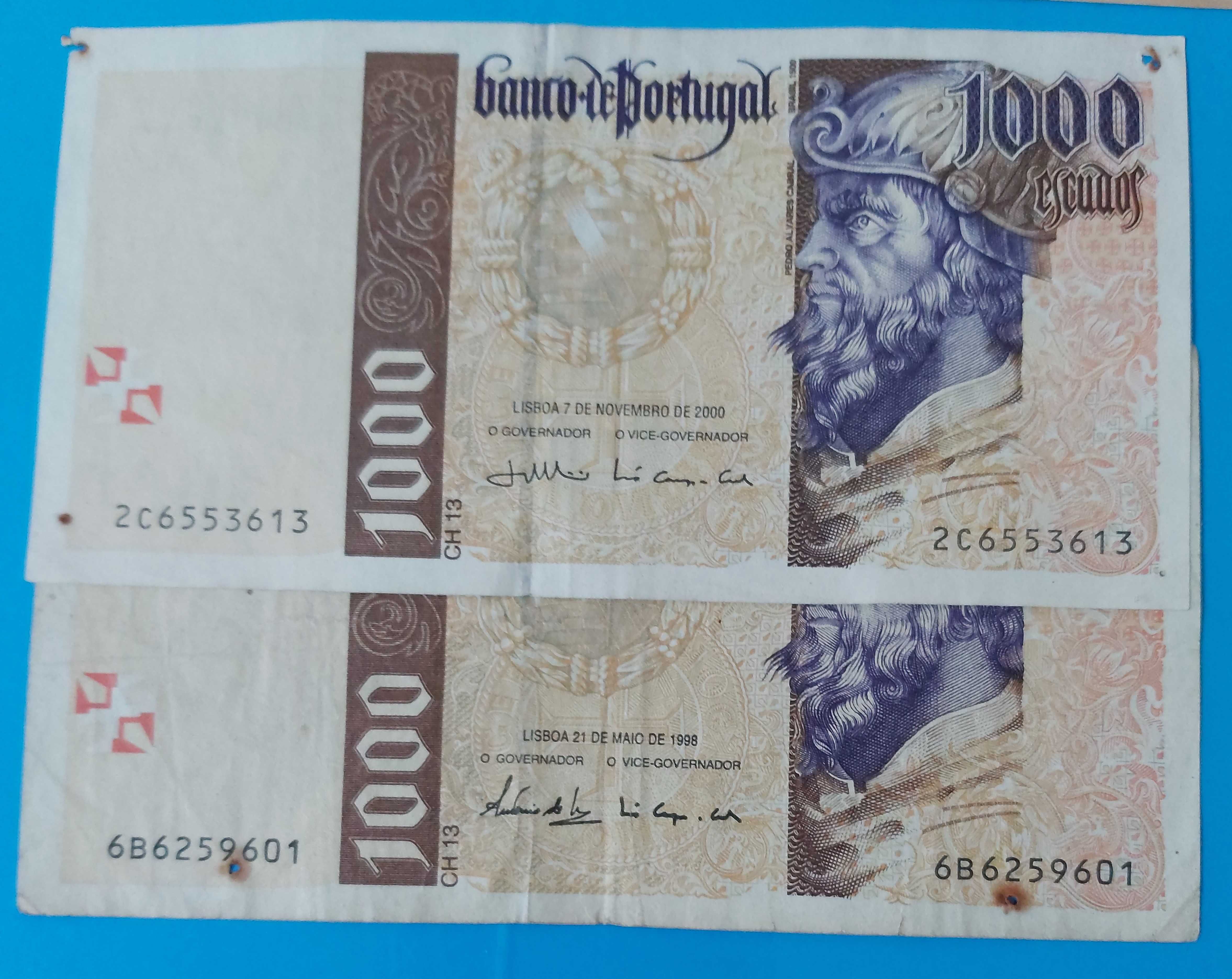 2 Notas de 1.000$00 de Portugal, CH 13, Pedro Álvares Cabral