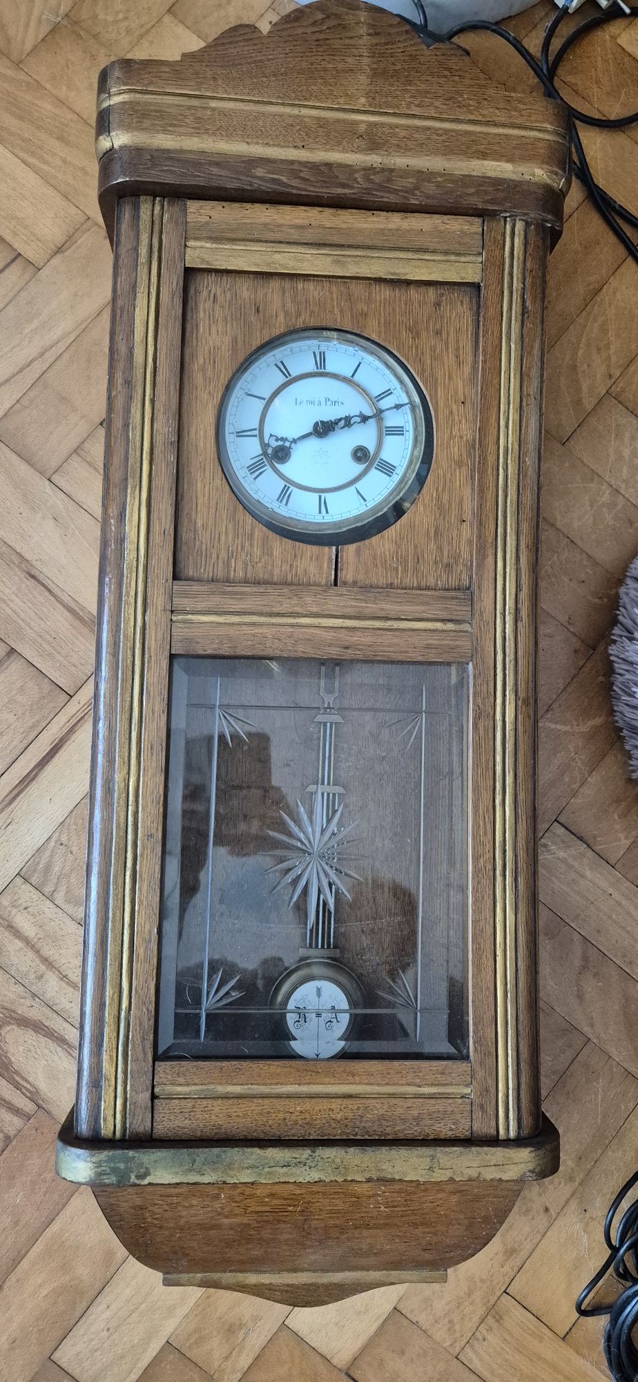 Piękny stary duży drewniany zegar Junghaus
