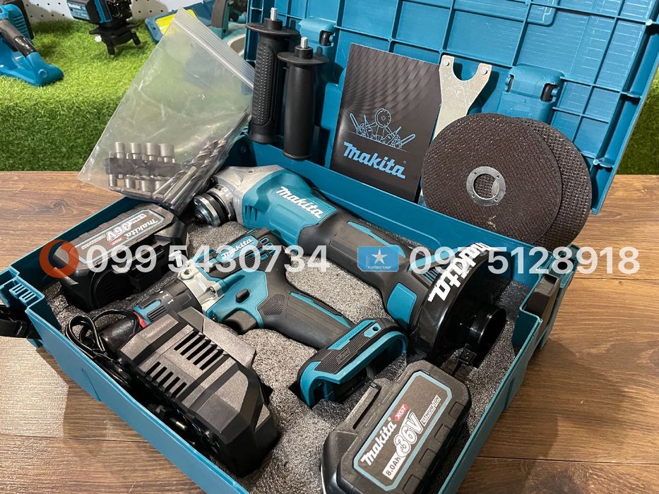 Набір 2/1 Makita Аккумуляторний  Болгарка Шуруповерт DGA 504 - DHP 485