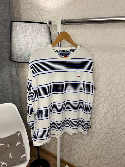 Лонгслів Tommy Jeans у смужку — 100% бавовна