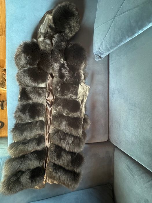 Kurtka skórzana kamizelka z lisem