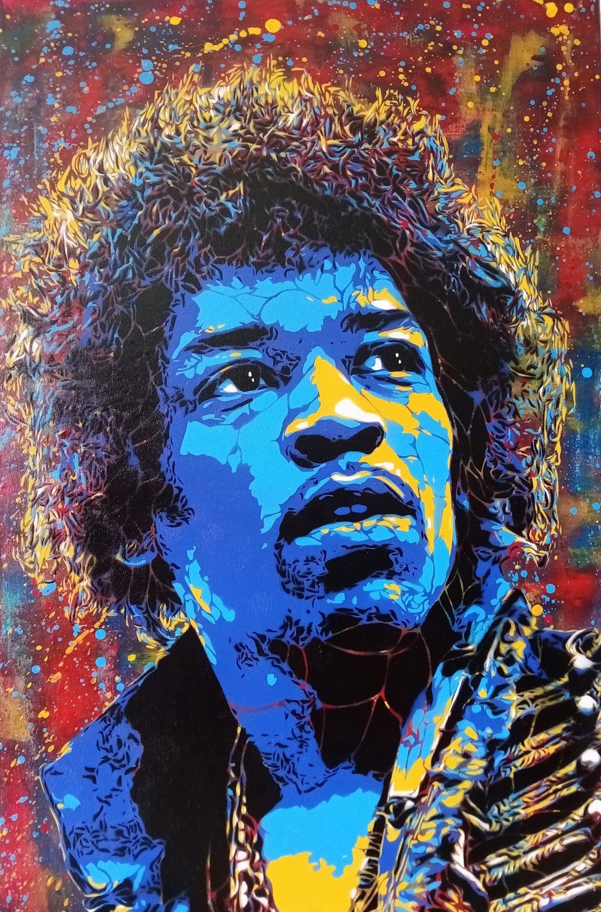 Jimi Hendrix pintura original em tela