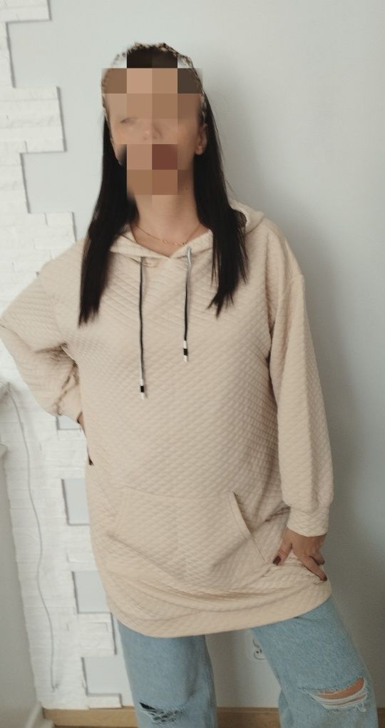 Bluza tunika sportowa pikowana kaptur kangurka XXL