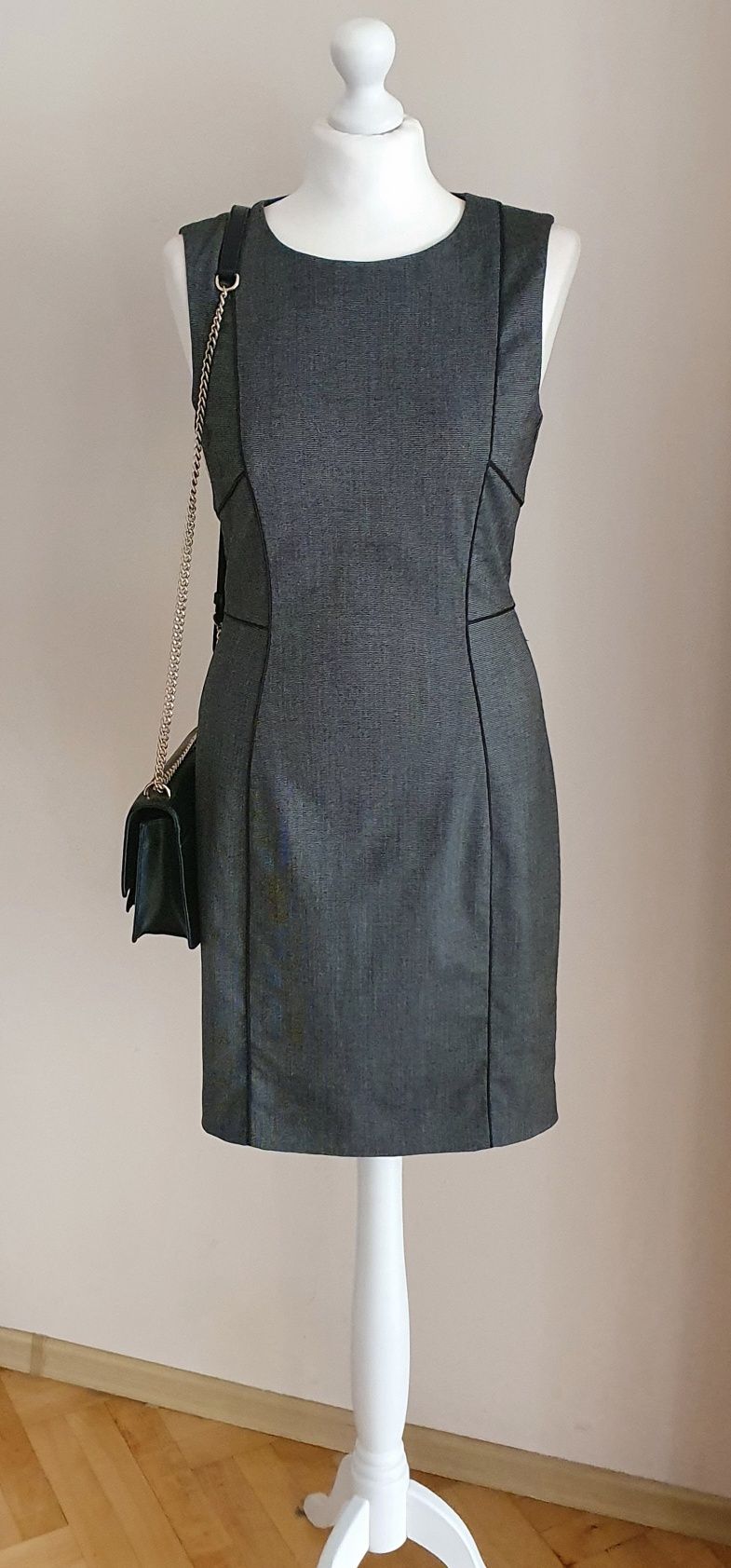 Sukienka ołówkowa szaro-czarna H&M  34/36  jak nowa