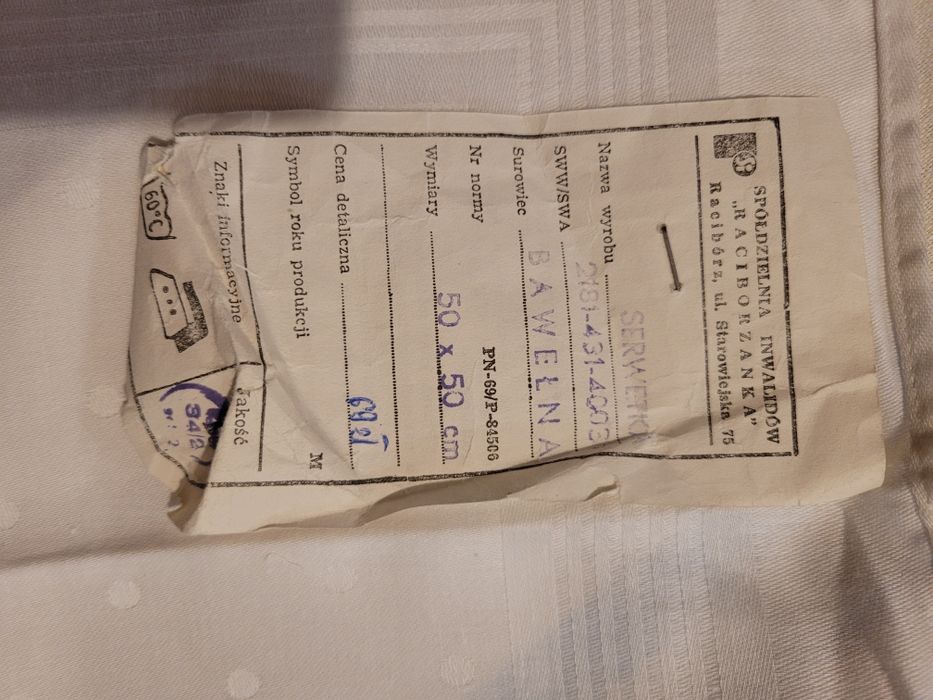 Komplet 3 tekstyliów vintage serwetka ścierka ręcznik PRL