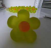 14 puxadores de resina com flores verdes e laranja + 2 puxadores verde