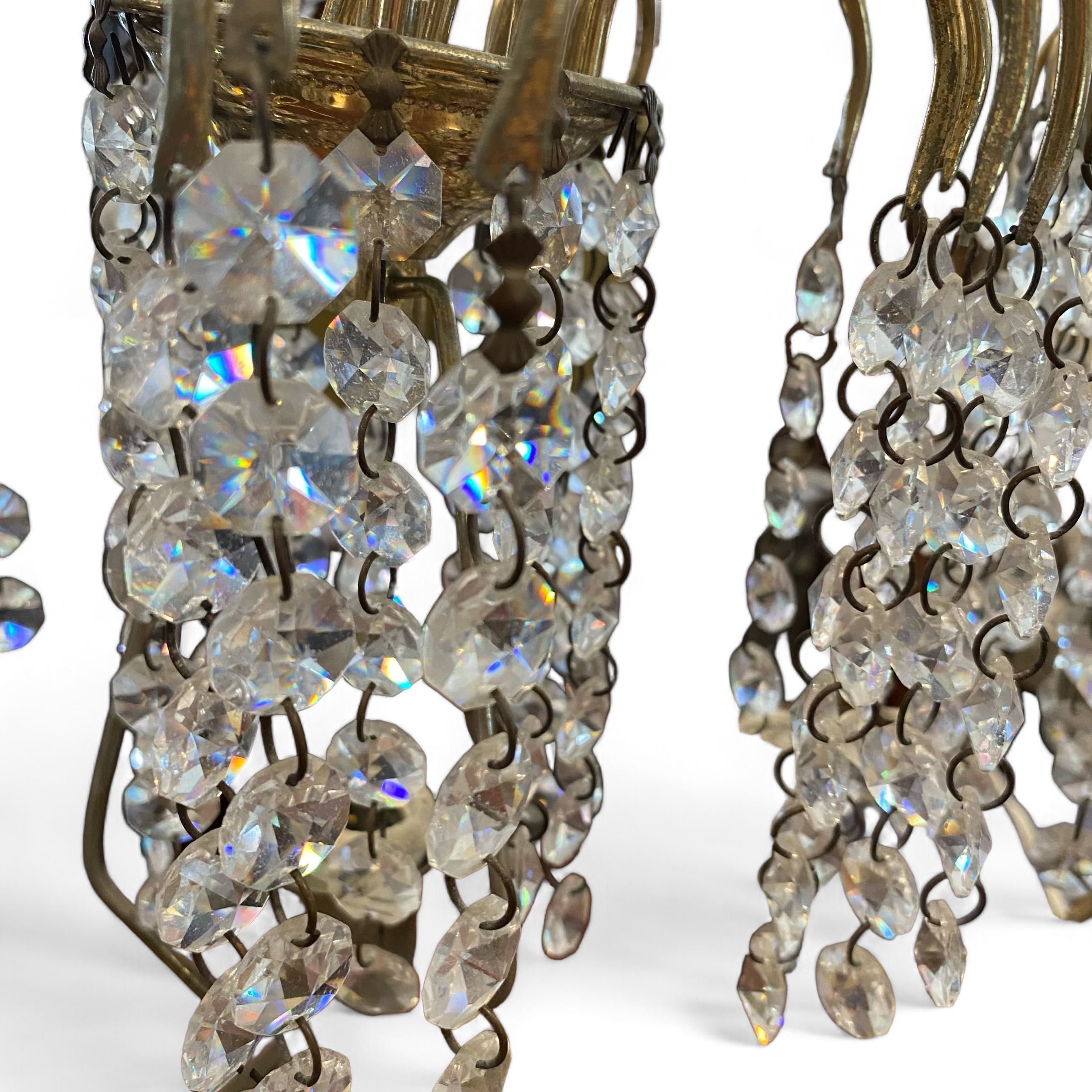 Conjunto 2 Candeeiros Mesa Vintage Cristal Dourado