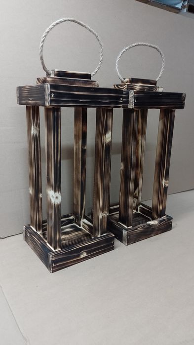 Lampion 46cm drewniany XXL 20x20cm z drewna  baza deska stroik latarni