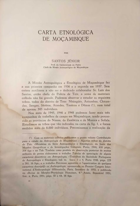 Carta Etnológica de Moçambique - Santos Júnior