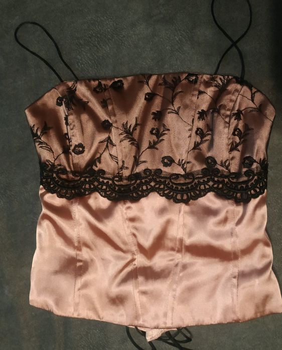 Koronkowy gorset satyna Vintage