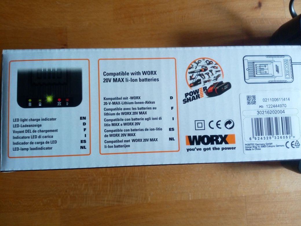 Ładowarka worx WA3880 do akumulatorów li-ion Worx/Guild/Erbauer/Dexter