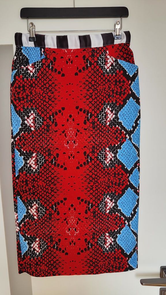 Spódnica ołówkowa bawełna wzór węża m/l