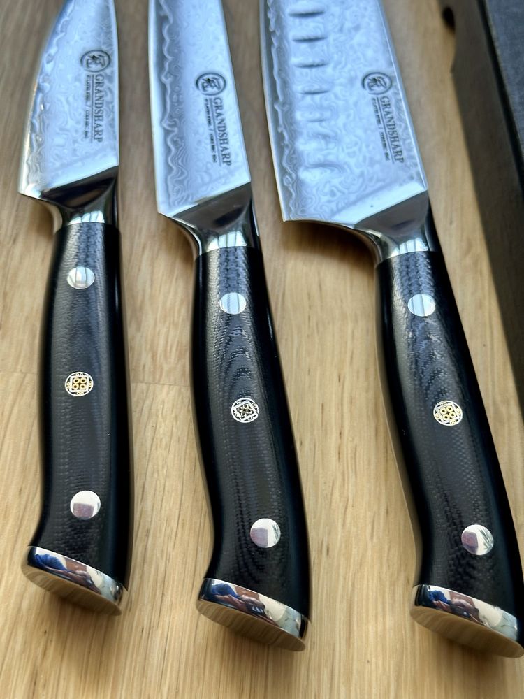 Набор кухонных ножей Grandsharp з дамаської сталі. Дамаск