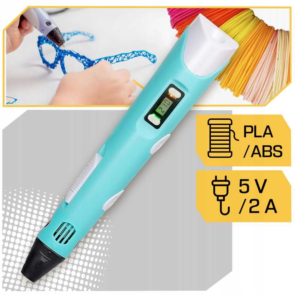 MAGICZNY DŁUGOPIS 3D Dla Dzieci Drukarka 3 D PEN Wkłady 30 Metrów