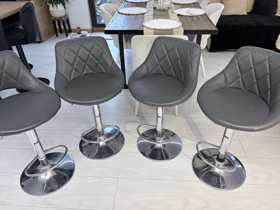 Hokery szare z eko skóry