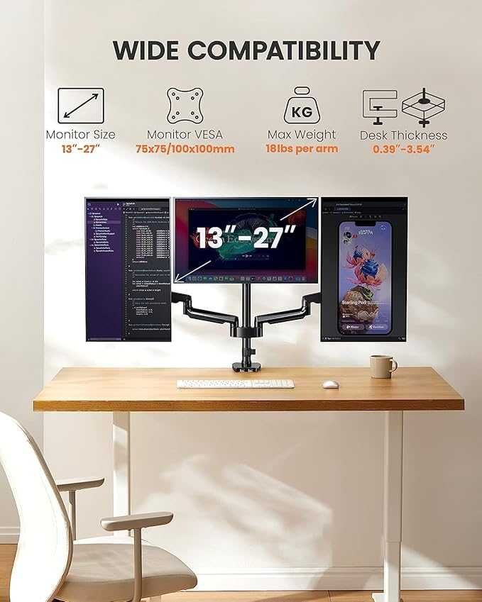 Uchwyt do monitora biurkowego ErGear EGTS5B do 3 ekranów od 13-27''