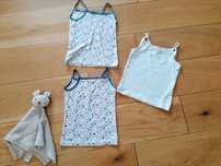 Zestaw 3x podkoszulek Tex i H&M biała i w kwiaty 98cm 2-3lata