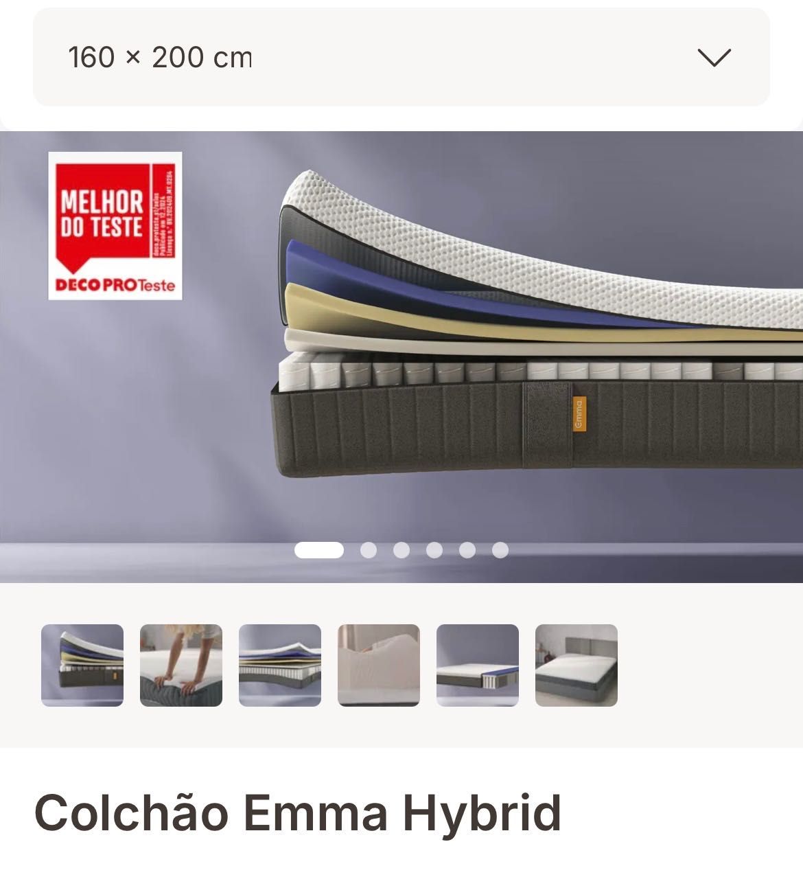 Colchão Emma Hybrid 160x200 cm