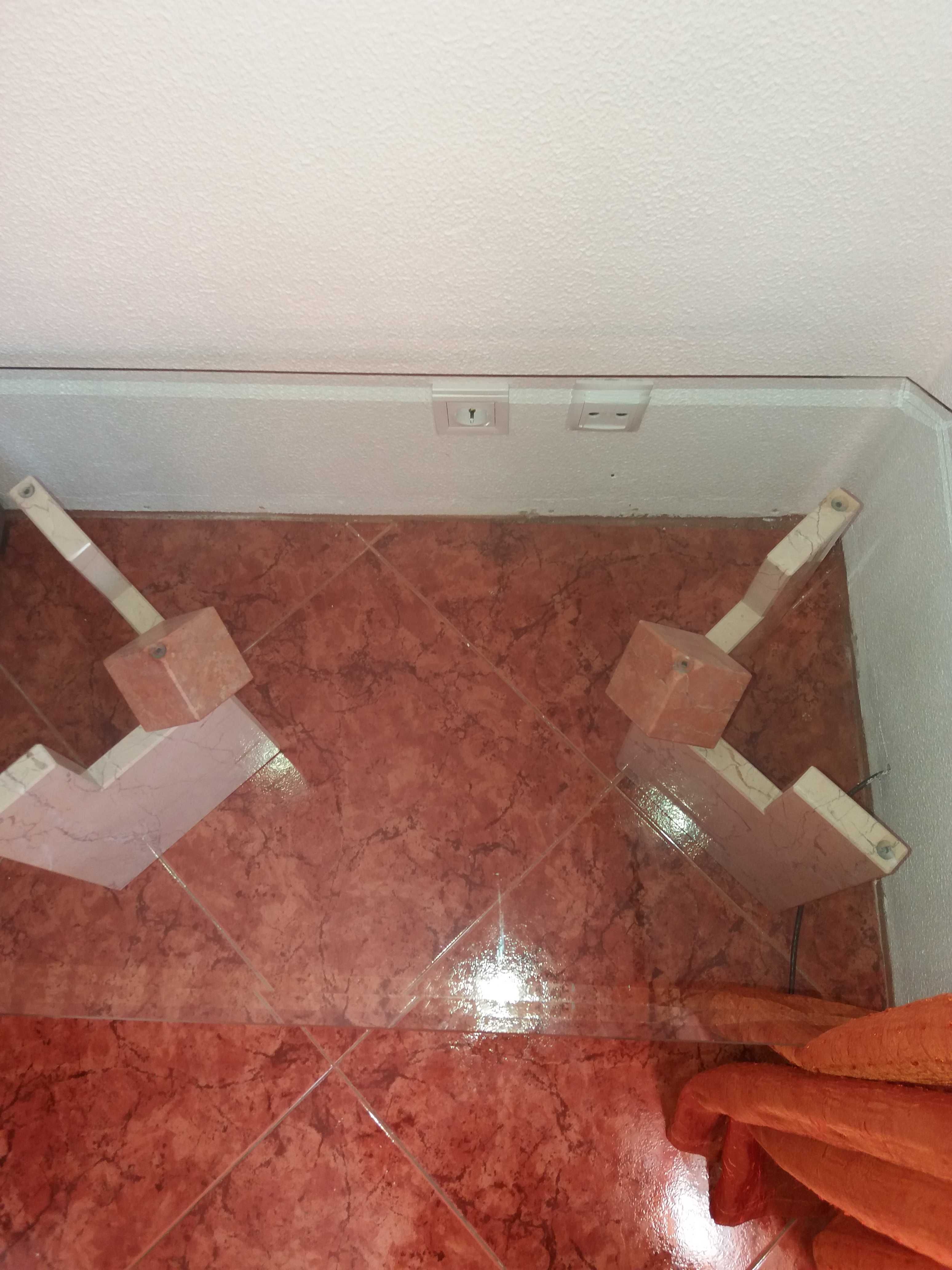 Mesa  pedra mármore e vidro 1 m × 60 cm