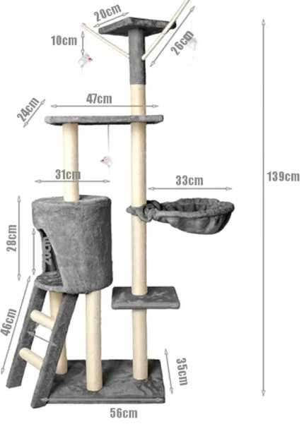 Котячий будиночок  кігтеточка дряпка  135 см bass polska