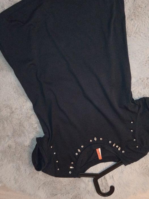 Imperial bluzka bawełniana granatowa r M cyrkonie dżety z cyrkoniami