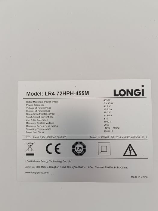 Panel fotowoltaiczny longi 455w 1 sztuka