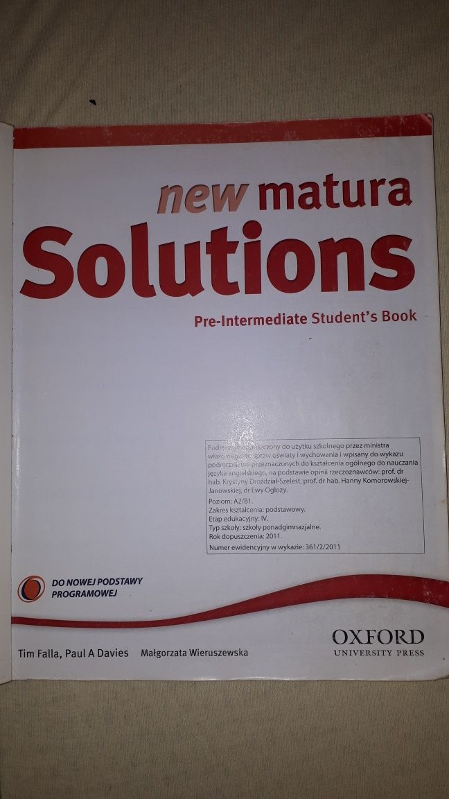 New Matura Solutions Pre-Intermediate Student's Book