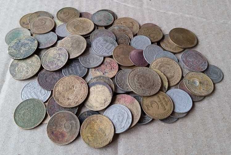 Монеты дореформа СССР 1924-57 100 шт коп на чистку, эксперименты.