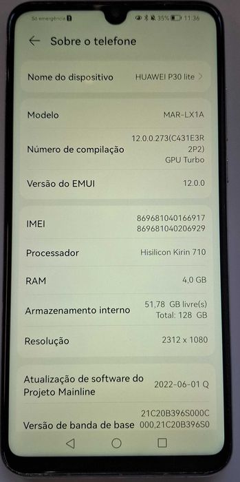 Huawei P30 Lite 128Gb - Branco