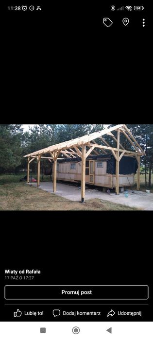 Wiata garażowa drewniana 8 x 6