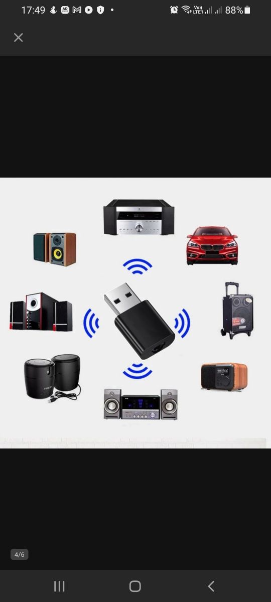 Adapter TRANSMITER FM radio Bluetooth odbiornik MP3 DŹWIĘKU USB + AUX