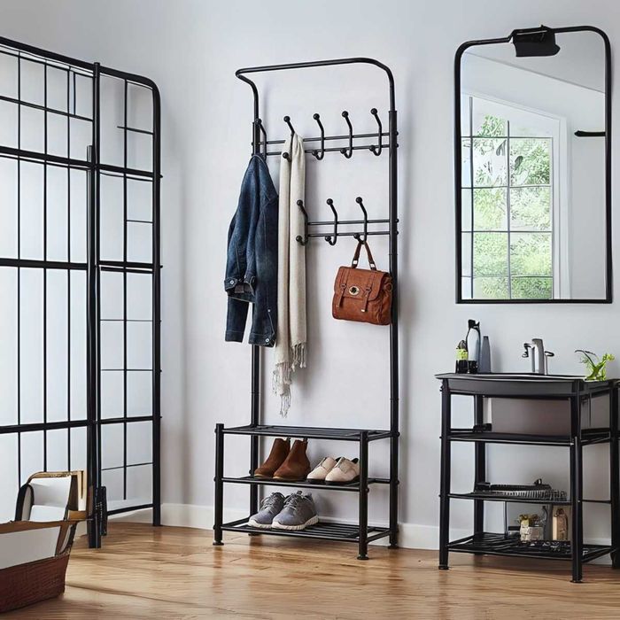 STYLOWY MOCNY Wieszak Stojący na Ubrania Buty Kurtki Szafka Półki NOWY