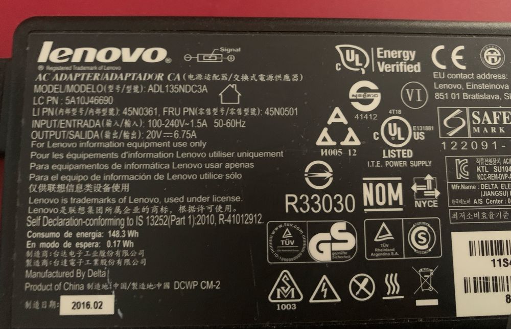 Carregador lenovo 130w