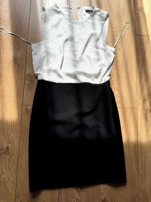 Biało czarna elegancka sukienka Mango
