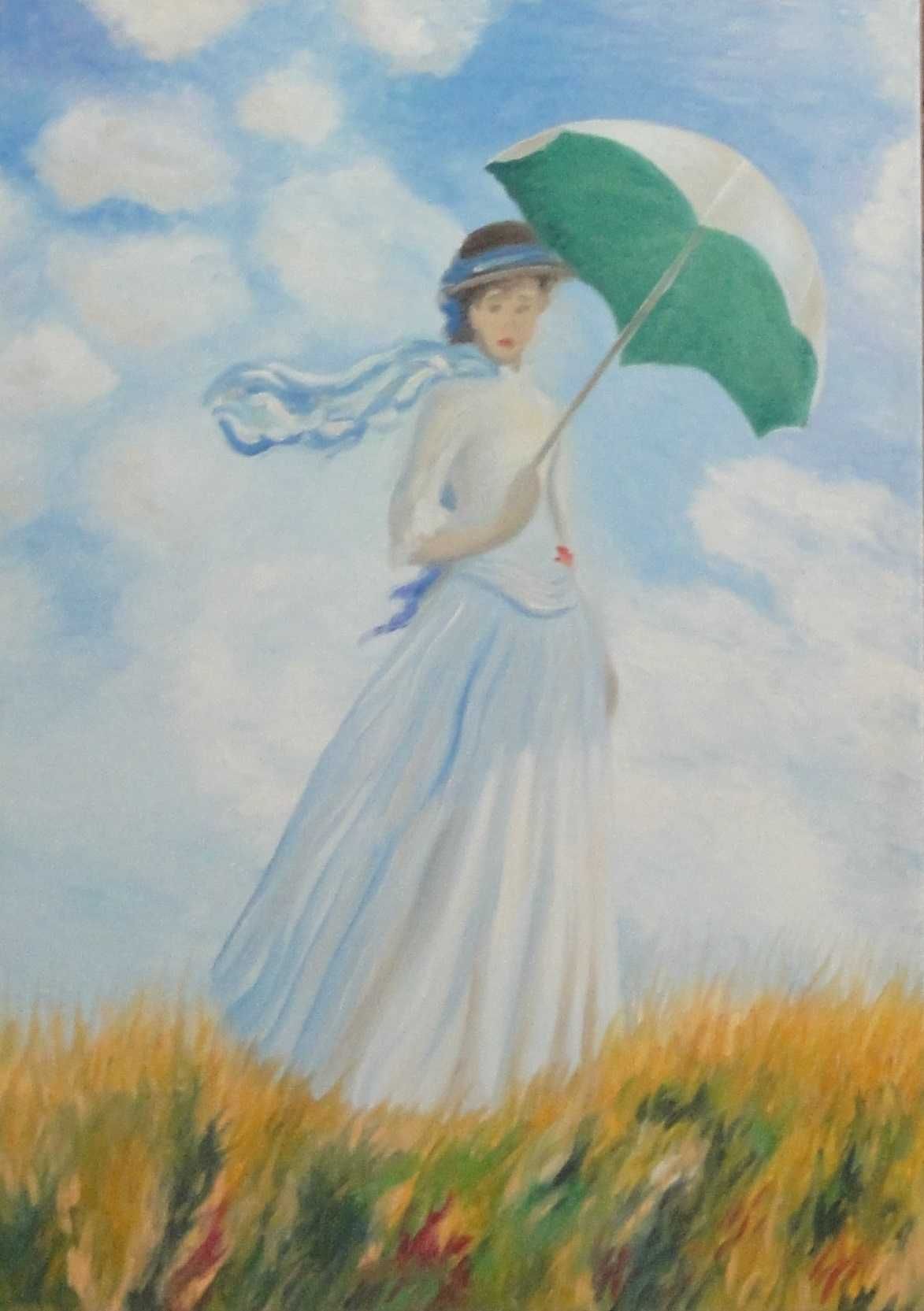 Obraz olejny reprodukcja 2019r. Claude Monet - kobieta z parasolką